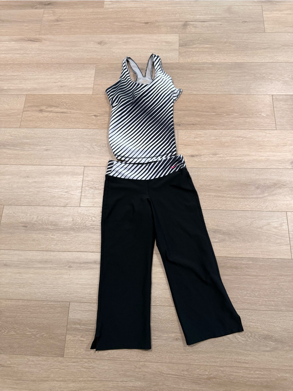 Nike Black and White Striped Jumpsuit Set